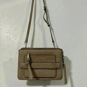 Marc Jacobs New York Leather Crossbody Bag Taupe Convertible Strap